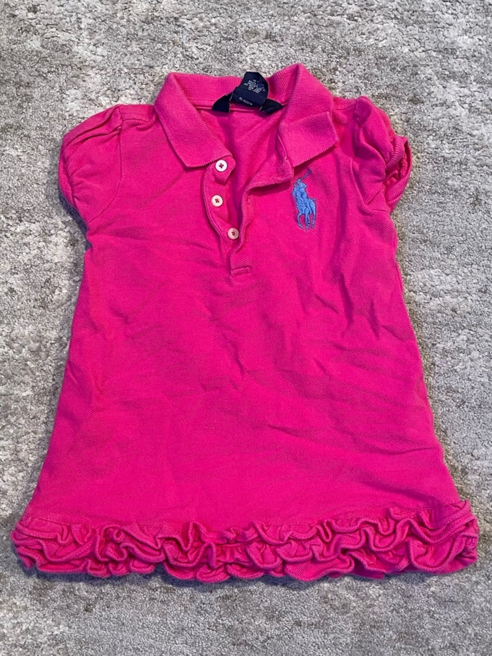 Ralph Lauren Girls' Hot Pink Polo Dress with Blue Pony